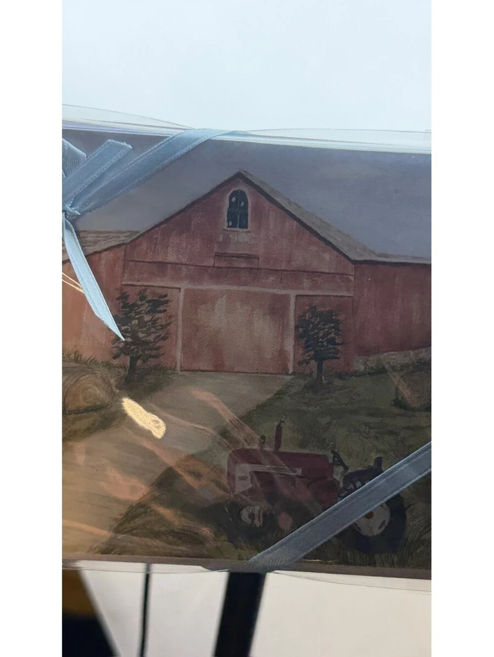 Kreations by Kj Original Watercolor Barn Tractor Note Cards Set - E-4